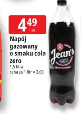 Napój gazowany o smaku cola zero Jean's promocja w Leclerc