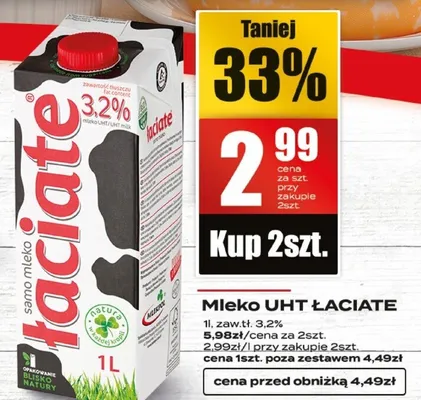 Mleko UHT łaciate promocja w Supeco