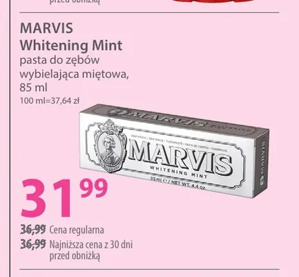Pasta do zębów wybielająca miętowa Whitening Mint Marvis promocja w Hebe
