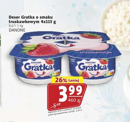 Deser Gratka o smaku truskawkowym 4-pak promocja w Prim Market