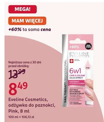 Odżywka do paznokci Eveline Cosmetics 6w1 Nail Therapy Care & Colour Pink promocja w Rossmann
