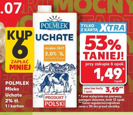 Mleko UHT Polmlek Uchate 2% tł. promocja w Kaufland