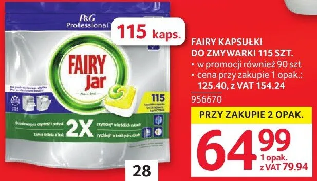 Kapsułki Fairy do zmywarki 115 szt. promocja w Selgros