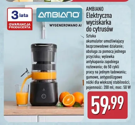 Elektryczna wyciskarka do cytrusów Ambiano promocja w Aldi