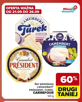 Ser pleśniowy camembert naturalny Carrefour Classic promocja w Carrefour Market