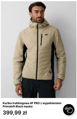 Kurtka trekkingowa 4F PRO z wypełnieniem Primaloft Black męska promocja w 4F