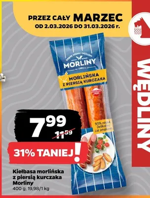 Kielbasa morlińska z piersią kurczaka Morliny promocja w Netto