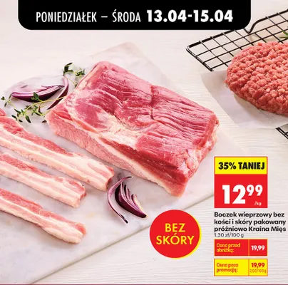 Boczek wieprzowy bez kości i skóry pakowany próżniowo promocja w Biedronka