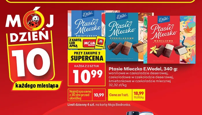 Ptasie Mleczko waniliowe w czekoladzie deserowej promocja w Biedronka