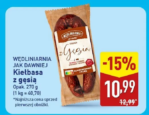 Kiełbasa z gęsią promocja w Aldi