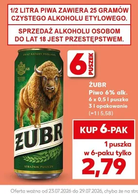 Piwo Żubr 6-pak promocja w Kaufland