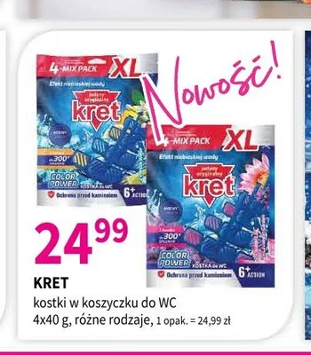 Kostki w koszyczku do WC Kret 4-pak promocja w Drogerie Polskie