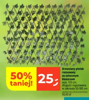 Drewniany płotek rozsuwany ze sztucznym bluszczem promocja w Dealz