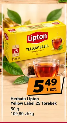 Herbata Lipton Yellow Label 25 torebek promocja w emma MARKET