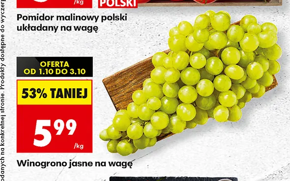 Winogrona jasne promocja w Biedronka