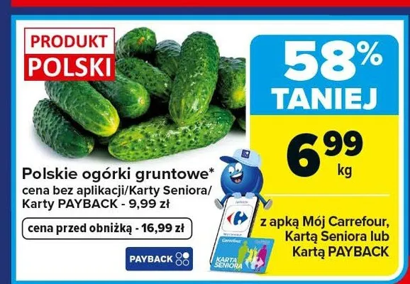 Ogórki gruntowe promocja w Carrefour Market