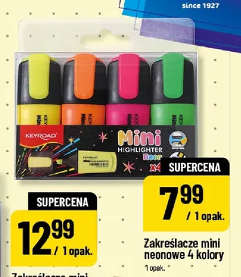 Zakreślacze mini neonowe 4 kolory Keyroad promocja w POLOmarket