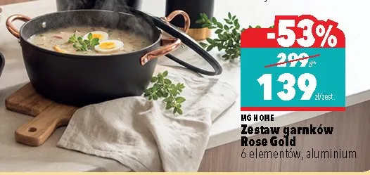 Zestaw garnków Rose Gold promocja w Biedronka Home