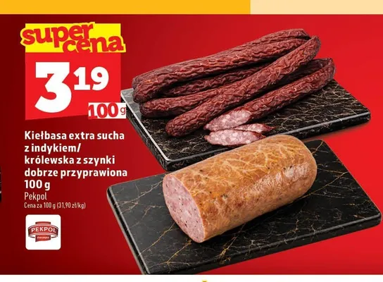 Kiełbasa extra sucha z indykiem Pekpol promocja w TOPAZ