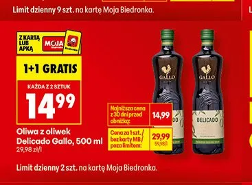 Oliwa z oliwek Delicado Gallo promocja w Biedronka