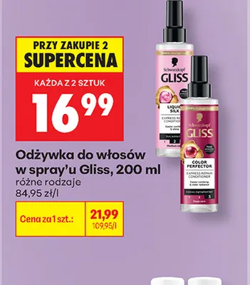 Odżywka do włosów w sprayu Gliss Liquid Silk promocja w Biedronka