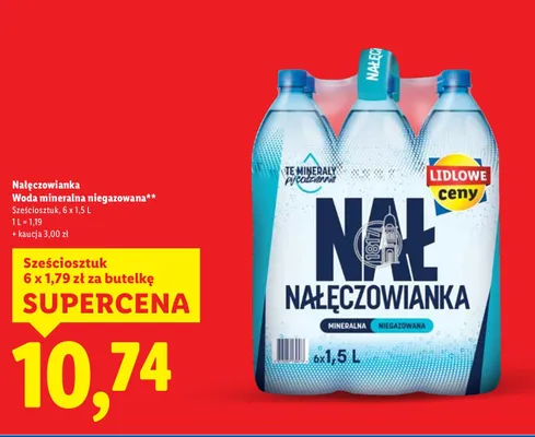 Woda mineralna niegazowana sześciosztuk, 6 x 1,5 L promocja w Lidl