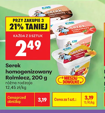 Serek homogenizowany truskawkowy Rolmlecz promocja w Biedronka