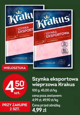 Szynka eksportowa wieprzowa Krakus promocja w Żabka