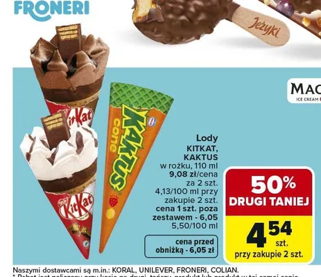 Lody w rożku KitKat promocja w Carrefour Market
