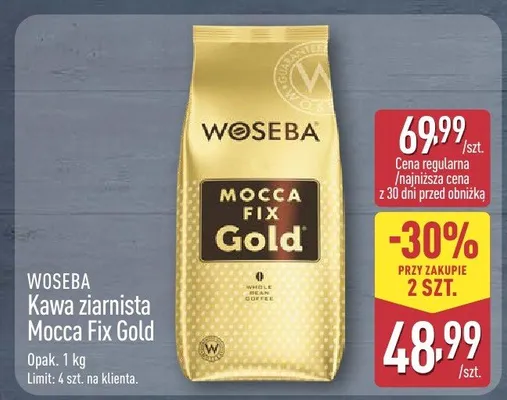 Kawa ziarnista Mocca Fix Gold promocja w Aldi