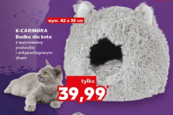 Budka dla kota z wyjmowaną poduszką i antypoślizgowym dnem promocja w Kaufland