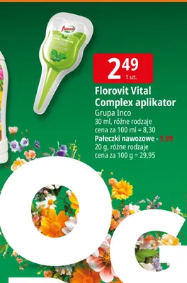 Florovit Vital Complex aplikator Pałeczki nawozowe promocja w Leclerc