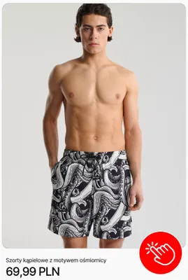 Szorty kąpielowe z motywem ośmiornicy Cropp promocja w Cropp