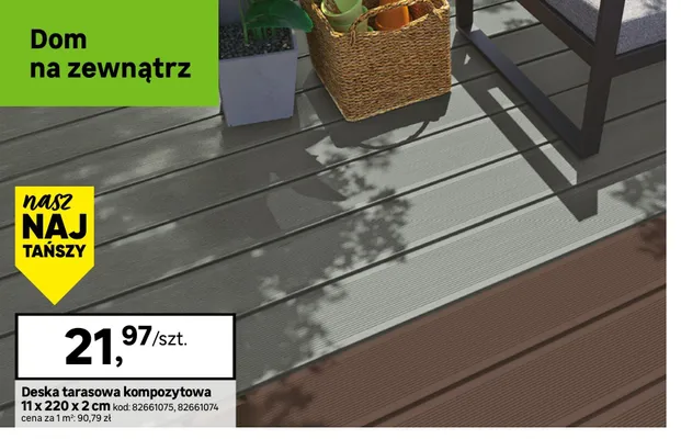 Deska tarasowa kompozytowa 11x220x2cm promocja w Leroy Merlin