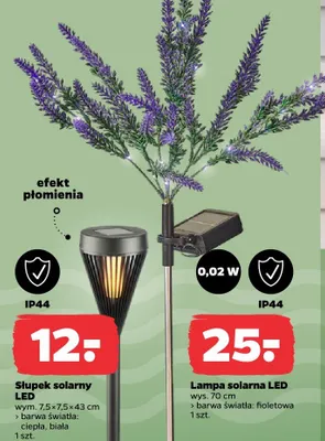 Lampa solarna LED wys. 70cm barwa fioletowa promocja w Netto