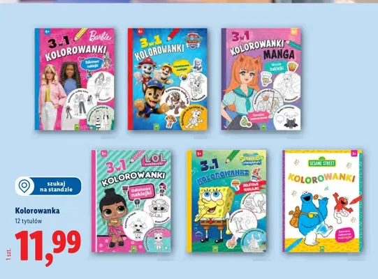 Kolorowanka 12 tytułów Lidl promocja w Lidl