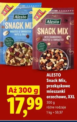 Przekąskowa mieszanka orzechowa Snack Mix Alesto XXL promocja w Lidl