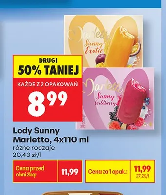 Lody Sunny Exotic Marletto 4-pak promocja w Biedronka