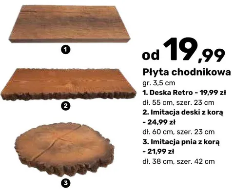 Płyta chodnikowa Imitacja deski z korą promocja w Bricomarche
