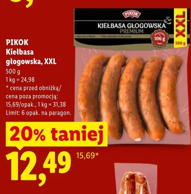 Kiełbasa głogowska PIKOK XXL promocja w Lidl
