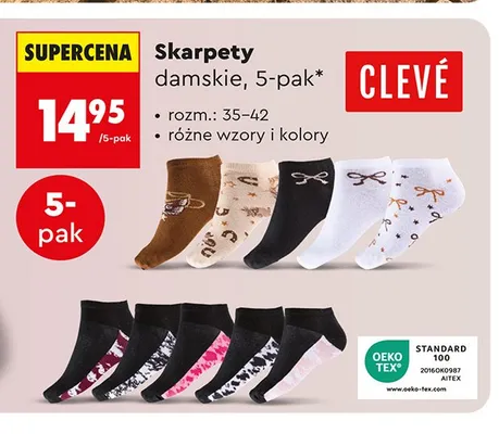 Skarpety damskie Clevé 5-pak promocja w Biedronka