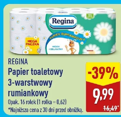 Papier toaletowy 3-warstwowy rumiankowy promocja w Aldi