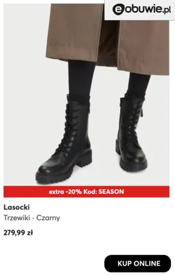 Trzewiki czarne Lasocki promocja w eobuwie.pl