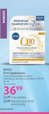 Krem do twarzy przeciwzmarszczkowy na dzień Nivea Q10 Ujędrnienie SPF15 promocja w Hebe