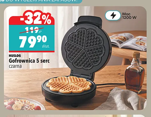 Gofrownica 5 serc czarna Huslog promocja w Biedronka