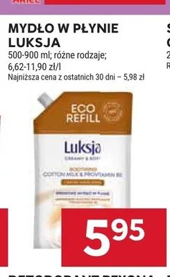 Mydło w płynie Luksja Creamy & Soft Cotton Milk & Provitamin B5 promocja w Stokrotka