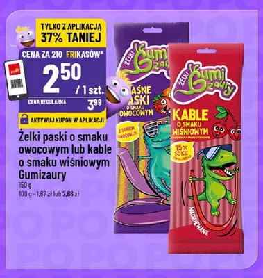 Żelki kable o smaku wiśniowym Gumizaury promocja w POLOmarket