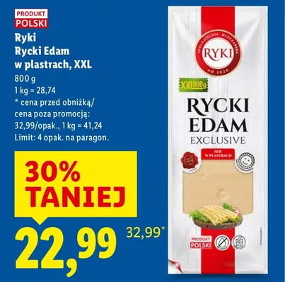 Ser Edam w plastrach, XXL promocja w Lidl