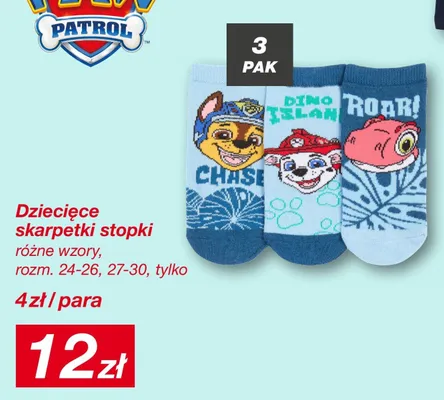 Skarpetki stopki dziecięce Paw Patrol 3-pak promocja w KiK