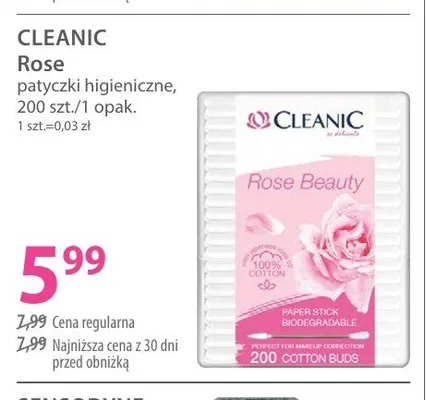 Patyczki higieniczne Cleanic Rose promocja w Hebe